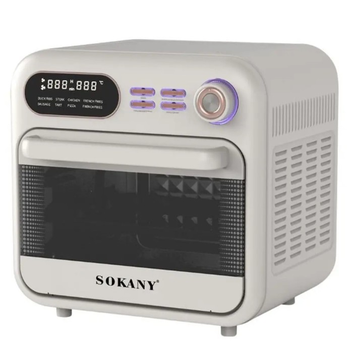 Аерофритюр Sokany, 1800Вт, 18 л, велика ємність, смаження без олії, функція духовки, від мережі, механічне управління, біла Аерофритюр Sokany, 1800Вт, 18 л, велика ємність, смаження без олії, функція духовки, від мережі, механічне управління, біла