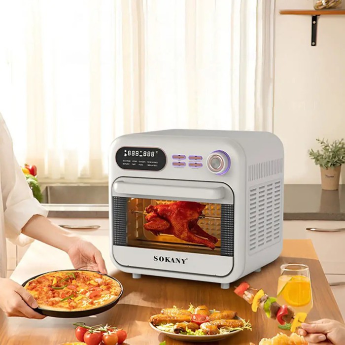 Аерофритюр Sokany, 1800Вт, 18 л, велика ємність, смаження без олії, функція духовки, від мережі, механічне управління, біла Аерофритюр Sokany, 1800Вт, 18 л, велика ємність, смаження без олії, функція духовки, від мережі, механічне управління, біла