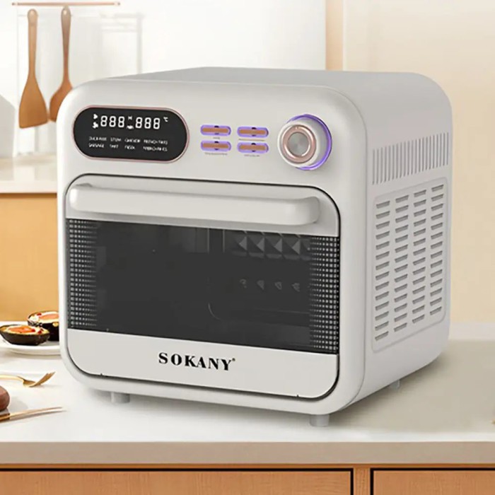 Аерофритюр Sokany, 1800Вт, 18 л, велика ємність, смаження без олії, функція духовки, від мережі, механічне управління, біла Аерофритюр Sokany, 1800Вт, 18 л, велика ємність, смаження без олії, функція духовки, від мережі, механічне управління, біла