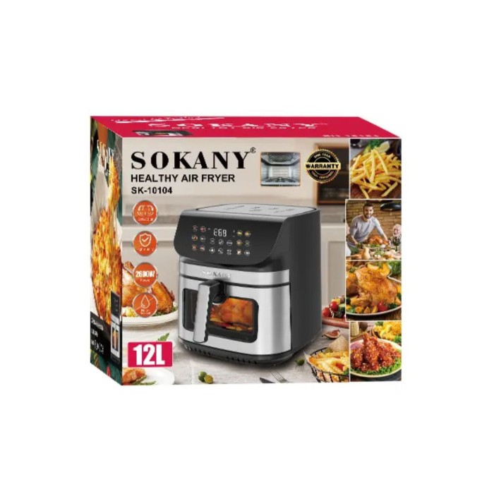 Аерофритюрниця Sokany сенсорна 12 л, 2600 Вт, велика ємність, подвійний нагрівач, аерогриль та мультипіч, без олії, чорна Аерофритюрниця Sokany сенсорна 12 л, 2600 Вт, велика ємність, подвійний нагрівач, аерогриль та мультипіч, без олії, чорна