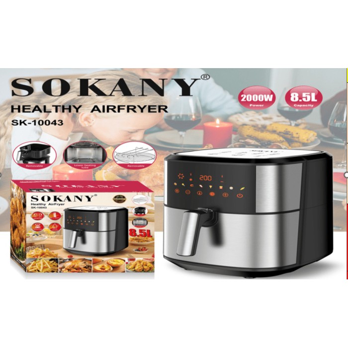 Аерогриль-фритюрниця Sokany, 8,5 л, сенсорна мультипіч із нержавіючої сталі, 2000 Вт, аерофритюрниця без олії, потужна універсальна повітряна піч, чорна з сірим Аерогриль-фритюрниця Sokany, 8,5 л, сенсорна мультипіч із нержавіючої сталі, 2000 Вт, аерофритюрниця без олії, потужна універсальна повітряна піч, чорна з сірим