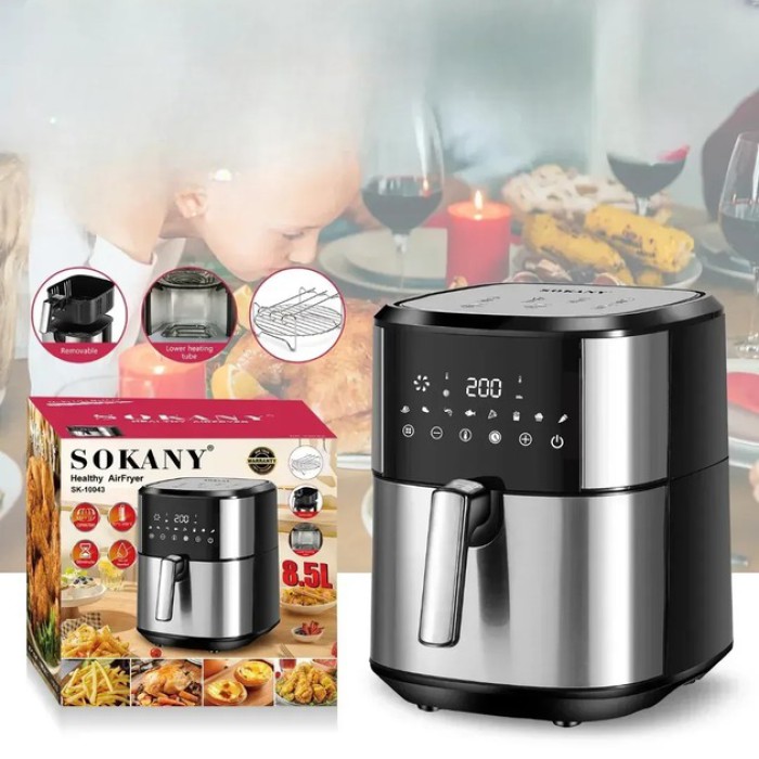 Аерогриль-фритюрниця Sokany, 8,5 л, сенсорна мультипіч із нержавіючої сталі, 2000 Вт, аерофритюрниця без олії, потужна універсальна повітряна піч, чорна з сірим Аерогриль-фритюрниця Sokany, 8,5 л, сенсорна мультипіч із нержавіючої сталі, 2000 Вт, аерофритюрниця без олії, потужна універсальна повітряна піч, чорна з сірим