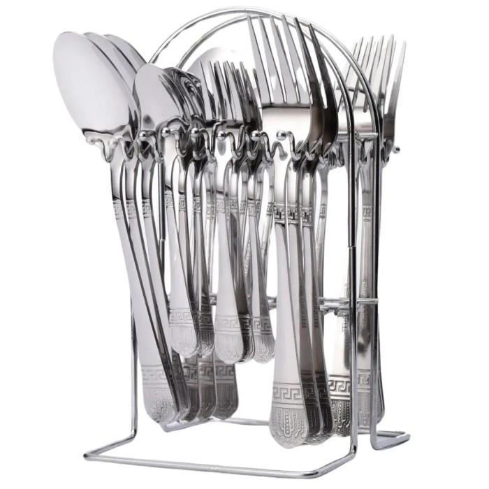 Набор столовых приборов Top Kitchen Е, 24 предмета, комплект из нержавеющей стали на подставке, стильный набор столовых, чайных ложек и вилок Набор столовых приборов Top Kitchen Е, 24 предмета, комплект из нержавеющей стали на подставке, стильный набор столовых, чайных ложек и вилок