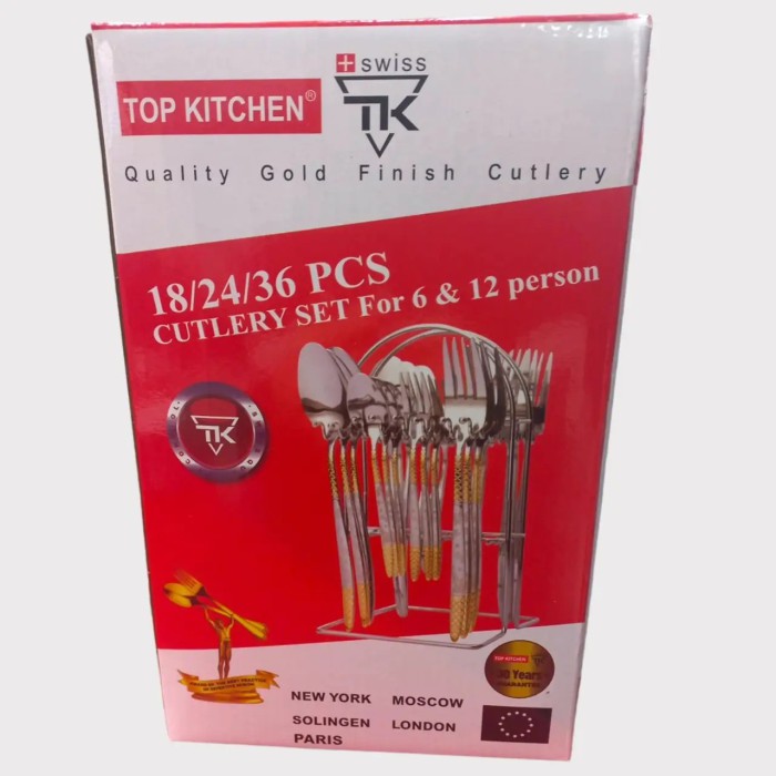 Набор столовых приборов Top Kitchen Е, 24 предмета, комплект из нержавеющей стали на подставке, стильный набор столовых, чайных ложек и вилок Набор столовых приборов Top Kitchen Е, 24 предмета, комплект из нержавеющей стали на подставке, стильный набор столовых, чайных ложек и вилок