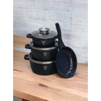 Набор кастрюль и сковорода Top Kitchen — алюминиевая посуда с прочным антипригарным гранитным покрытием и жаропрочными стеклянными крышками (красный, черный) Набор кастрюль и сковорода Top Kitchen — алюминиевая посуда с прочным антипригарным гранитным покрытием и жаропрочными стеклянными крышками (красный, черный)