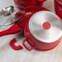 Набор кастрюль и сковорода Top Kitchen — алюминиевая посуда с прочным антипригарным гранитным покрытием и жаропрочными стеклянными крышками (красный, черный)