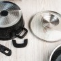 Набор посуды Top Kitchen 10 предметов — алюминиевый набор кастрюль и сковорода с гранитным антипригарным покрытием и жаропрочными стеклянными крышками, черный