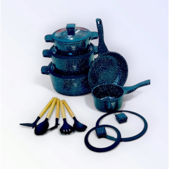 Набор кастрюль и сковородки Top Kitchen 10 предметов — универсальная алюминиевая посуда с гранитным антипригарным покрытием и жаропрочными стеклянными крышками, подходит для всех типов плит (черная с красными крышками, черный) Набор кастрюль и сковородки Top Kitchen 10 предметов — универсальная алюминиевая посуда с гранитным антипригарным покрытием и жаропрочными стеклянными крышками, подходит для всех типов плит (черная с красными крышками, черный)