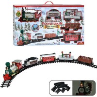 Железная дорога 263 (666 см / 265-130 см) с локомотивом, 3 вагонами, звуком и светом — Рождественский набор