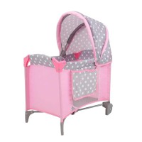Манеж для куклы складной с капюшоном, колесами и карманами, металл+пластик, 48×31×63,5 см