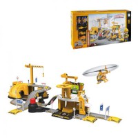 Ігровий гараж «Будмайданчик» — дворівневий паркінг із вертольотом, металевими машинками та фігурками (93 деталі)