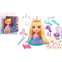 Лялька-голова для зачісок із косметикою та аксесуарами, набір перукаря 23 см