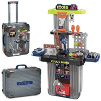 Стіл з інструментами для дітей 2в1 (чемодан на колесах) з набором інструментів, пила та викрутки