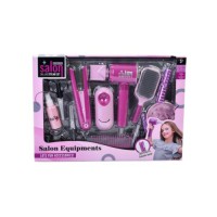 Дитячий набір перукаря YLQ-089 з феном повітряним (звук, світло), плойкою, ножицями, гребінцями та бігуді, на батарейках, у коробці