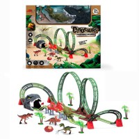 Ігровий трек 4173 “Парк Динозаврів” 80 деталей, оберт 360°, світло, звук, динозаври, акумулятор та USB-зарядне