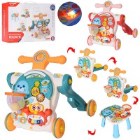 Каталка-ходунки HE0826-27 4в1 — музичний столик, шестерні, баскетбольне кільце, сортер, світло