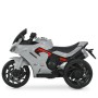 Детский электромотоцикл M 6266EL-11 с аккумулятором, 2 моторами, Bluetooth, светом, музыкой и кожаным сиденьем — серый