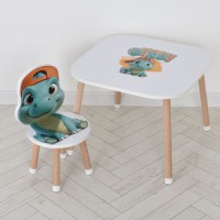 Дитячий дерев’яний столик M 502-5 з стільчиком — набір “Динозаврик” для творчості та навчання