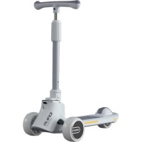 Багатофункціональний дитячий триколісний самокат «MIJI» від 1,5 року з регульованою ручкою музикою та яскравим LED-підсвічуванням що складається одним натисканням для комфортних і безпечних прогулянок (сірий, темно-сірий, рожевий, синій)