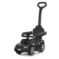 Каталка-толокар M 6252EL-2 із батьківською ручкою, музикою, світлом, шкіряним сидінням, MP3 та Bluetooth — чорний