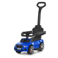 Каталка-толокар M 6252EL-4 із батьківською ручкою, музикою, світлом, шкіряним сидінням, MP3 та Bluetooth — синій