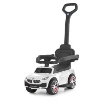 Каталка-толокар M 6253EL-1 з батьківською ручкою, музикою, світлом, шкіряним сидінням, MP3 і Bluetooth — біла