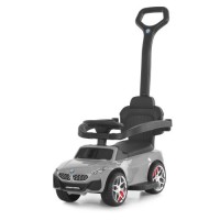 Каталка-толокар M 6253EL-11 з батьківською ручкою, музикою, світлом, шкіряним сидінням, MP3 і Bluetooth — сірий