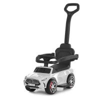 Каталка-толокар M 6255EL-1 з батьківською ручкою, музикою, світлом, шкіряним сидінням, MP3 та Bluetooth — білий