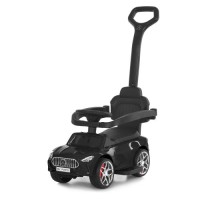 Каталка-толокар M 6255EL-2 з батьківською ручкою, музикою, світлом, шкіряним сидінням, MP3 і Bluetooth — чорний