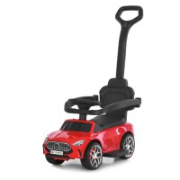 Каталка-толокар M 6255EL-3 з батьківською ручкою, музикою, світлом, шкіряним сидінням, MP3 і Bluetooth — червоний