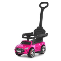 Каталка-толокар M 6255EL-8 з батьківською ручкою, музикою, світлом, шкіряним сидінням, MP3 і Bluetooth — рожевий