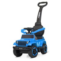 Каталка-толокар M 4288-12 2-в-1 з батьківською ручкою, музикою, світлом і USB — блакитний