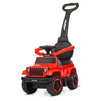 Каталка-толокар M 4288-3 2-в-1 з батьківською ручкою, музикою, світлом і USB — червоний