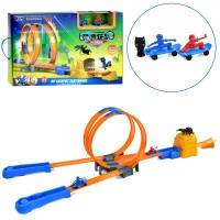 Ігровий набір “Перегонний трек” оберт 360°, запуск, фігурки на скейті 2 шт, 22 деталі – динамічна траса з повним переворотом для захопливої гри дітей