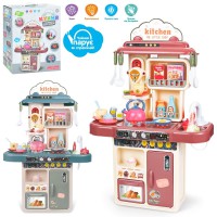 Дитяча кухня LIMO TOY з плитою та мийкою, що ллється вода (механічна), 28 предметів, посуд, продукти, звук, світло, пар, на батарейках, 2 кольори