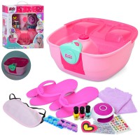 Дитячий набір для творчості для педикюру з ванночкою, розділювачем для пальців, 3 лаками, наліпками, музикою та підсвічуванням – ігровий б’юті-комплект на батарейках для маленьких модниць