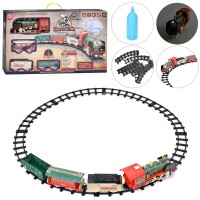 Дитяча залізниця на радіокеруванні з локомотивом та 3 вагонами, звук, світло, пара/дим, 2 види, 26 деталей, на батарейках