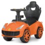 Дитяча каталка-толокар M 4741-7 з ручкою, музикою та світлом — помаранчева