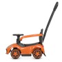 Дитяча каталка-толокар M 4741-7 з ручкою, музикою та світлом — помаранчева