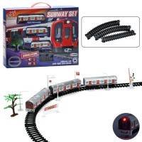 Дитяча залізна дорога 462 см з локомотивом та 2 вагонами, інтерактивна, зі звуком і світлом, дорожні знаки, 24 деталі, на батарейках – іграшка для дітей