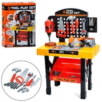 Дитячий набір інструментів 1896 — верстат-столик 50×26×75 см, механічна дриль, молоток, пила, викрутка, у коробці