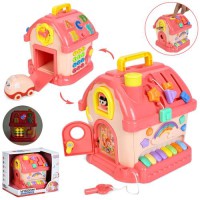 Ігровий музичний бізі-будинок 216 — навчальний центр з літерами, цифрами, піаніно, світлом і звуком, рухливими елементами та машинкою, у коробці
