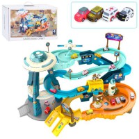 Гараж-космодром T905A — ігровий набір з 4 машинками та 3 космічними кораблями, зі світлом і звуком, на батарейках, у коробці, 42.5×28×14 см