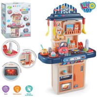 Дитяча кухня 16854C — ігровий набір 46×20×70 см, 28 предметів, на батарейках, у коробці