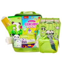 Детский подарочный набор Rilakkuma канцелярии 55 предметов "Панда" в зеленом чемоданчике – карандаши, фломастеры, ручки, блокноты для школьников и творчества