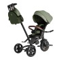 Трехколесный детский велосипед-трансформер 8 в 1 Tri-cycle COMFO MAX оливковый — складной прогулочный биговел для детей от 10 месяцев, с родительской ручкой, защитным козырьком, EVA колесами и стальной рамой