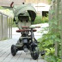 Трехколесный детский складной велосипед-трансформер Tri-cycle RITO DELUXE 5 в 1 оливковый, прогулочный, для детей от 12 месяцев, с родительской ручкой, защитным козырьком и надувными колесами 10″