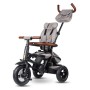 Триколісний дитячий складаний велосипед-трансформер Tri-cycle RITO DELUXE 5 в 1 сірий — прогулянковий біговел для дітей від 12 місяців, з батьківською ручкою, захисним козирком та надувними колесами 10″