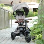 Триколісний дитячий складаний велосипед-трансформер Tri-cycle RITO DELUXE 5 в 1 сірий — прогулянковий біговел для дітей від 12 місяців, з батьківською ручкою, захисним козирком та надувними колесами 10″