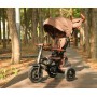 Трехколесный детский велосипед-трансформер Tri-Cycle RITO DELUXE 5 в 1 коричневый — складной прогулочный беговел с родительской ручкой, защитным козырьком и надувными колесами 10″, для детей от 12 месяцев